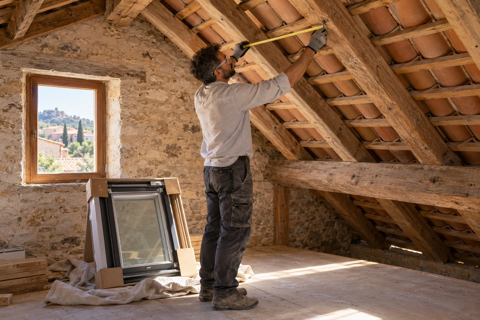 Préparation et observation pour la prestation fenêtres de toit, illustration générée