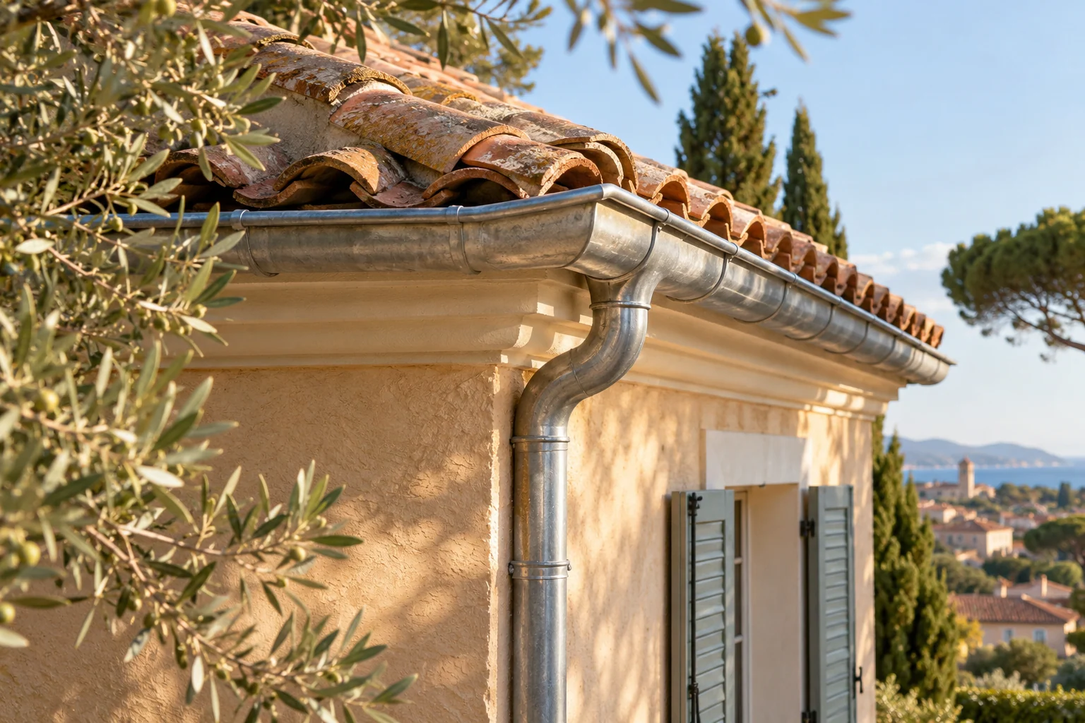 Détail illustrant la prestation gouttières dans une maison du Sud