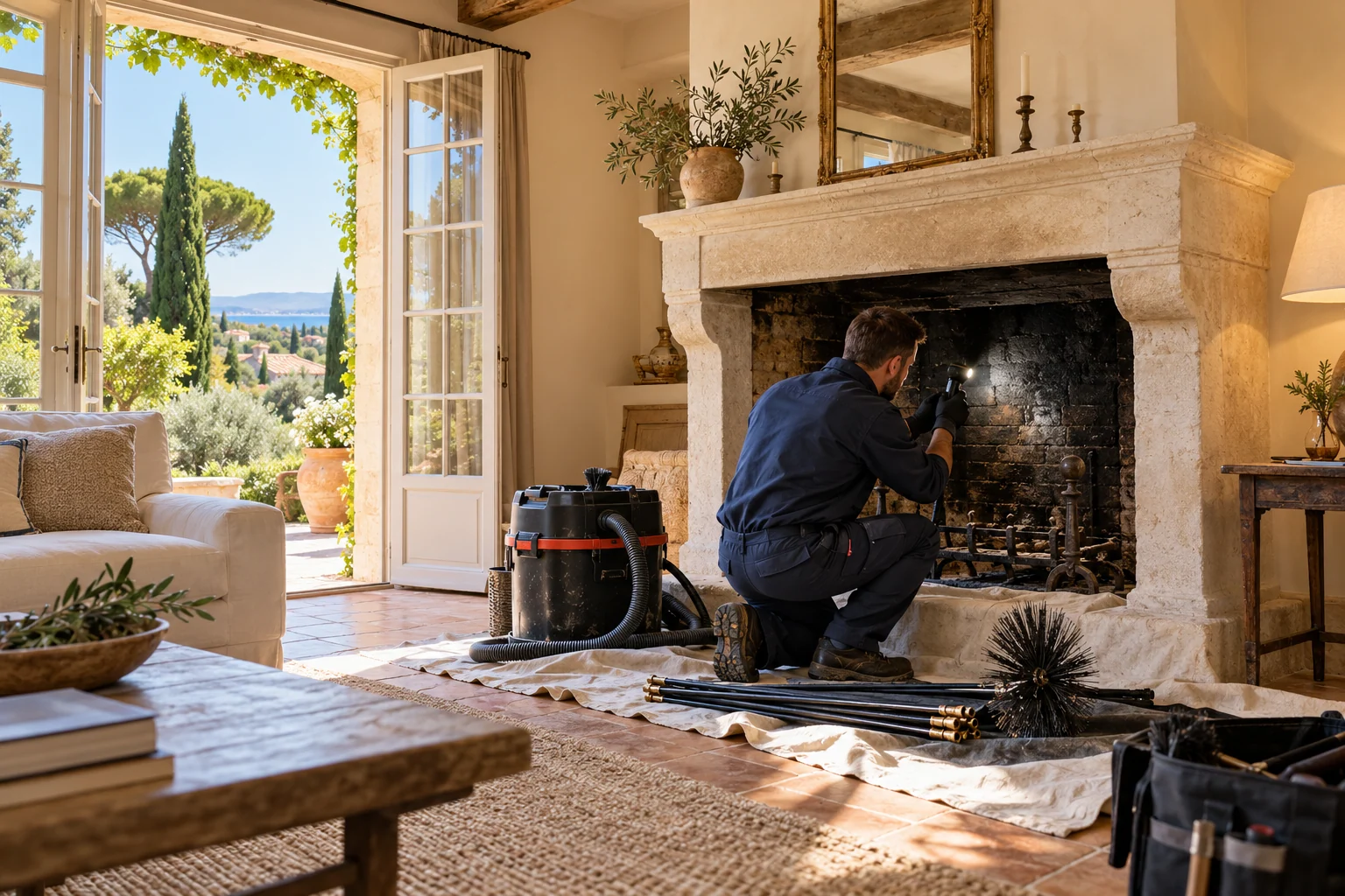 Ramonage : scène de métier dans une maison provençale, illustration générée