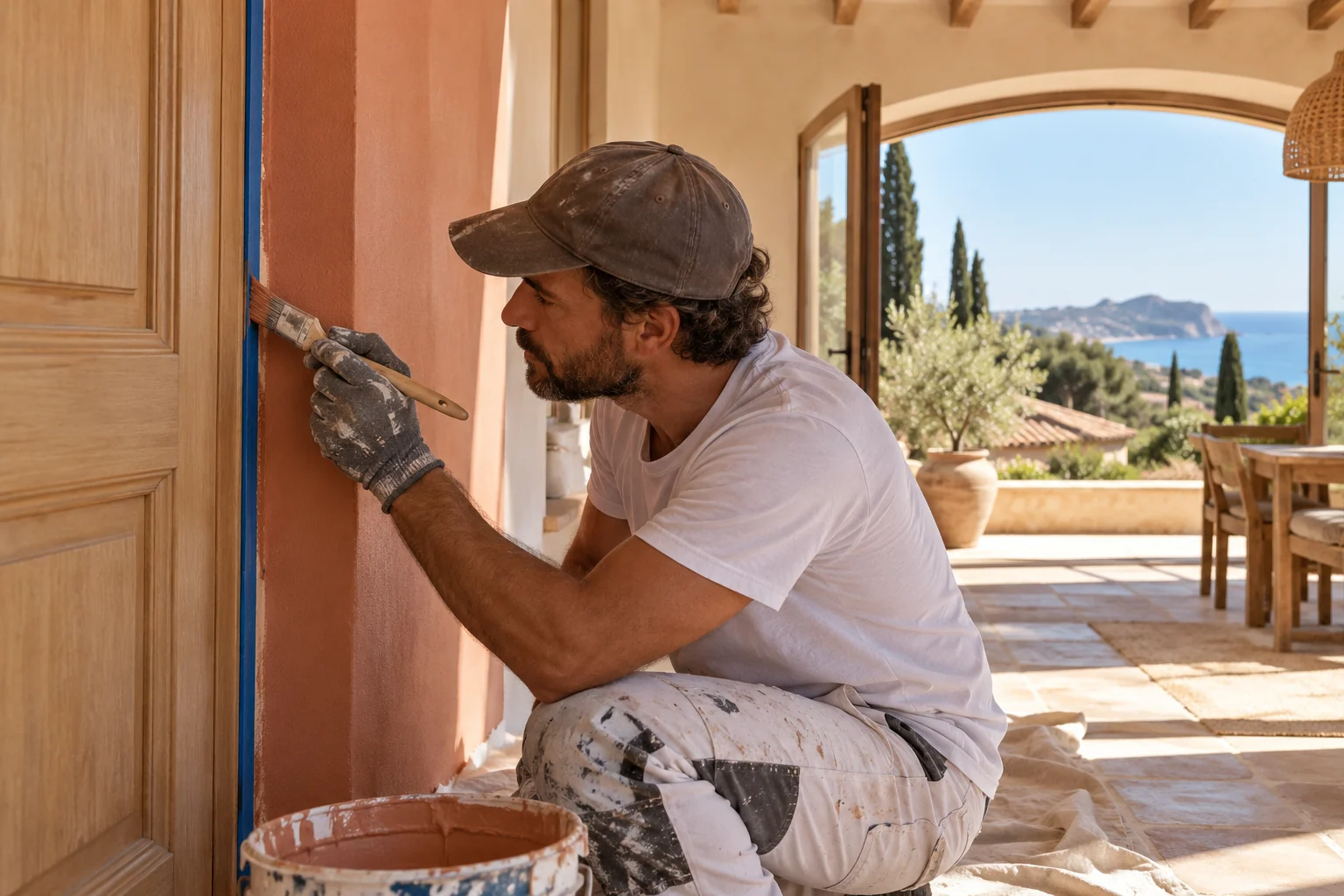 Détail illustrant la prestation peinture intérieure dans une maison du Sud